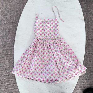Papo D'Anjo Girls Pink Abstract Floral Halter Cotton Dress Size 8 Year